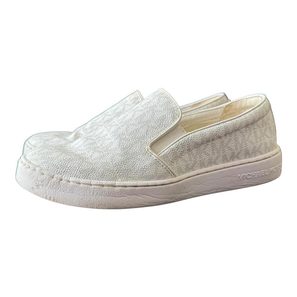 Michael Kors White Slip-On Sneakers Minimalist Casual Comfort Shoes Sz 7.5